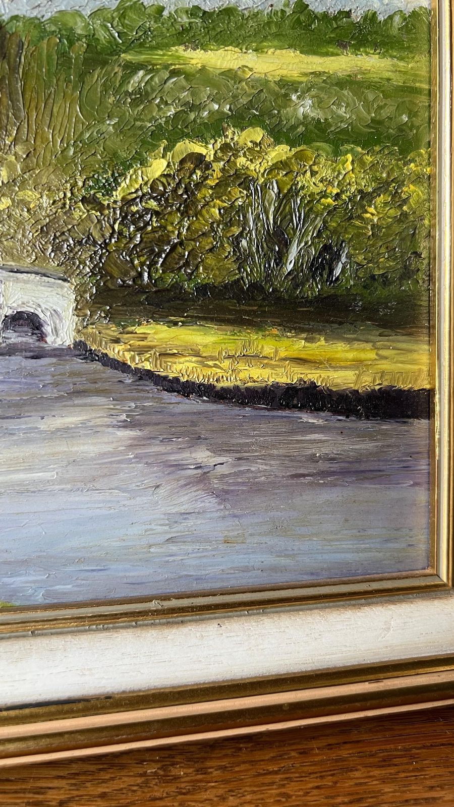 1975 Original Oil Painting Signed & Framed Depicts River And Bridge In Kenmore, Perthshire photo vinterior