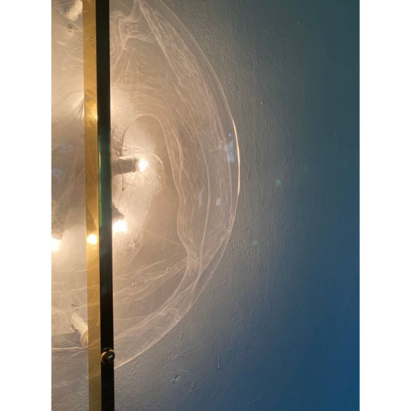 Italian Venied White Alabastro Disc Murano Glass Gold24k Wall Sconce By Simoeng photo for sale