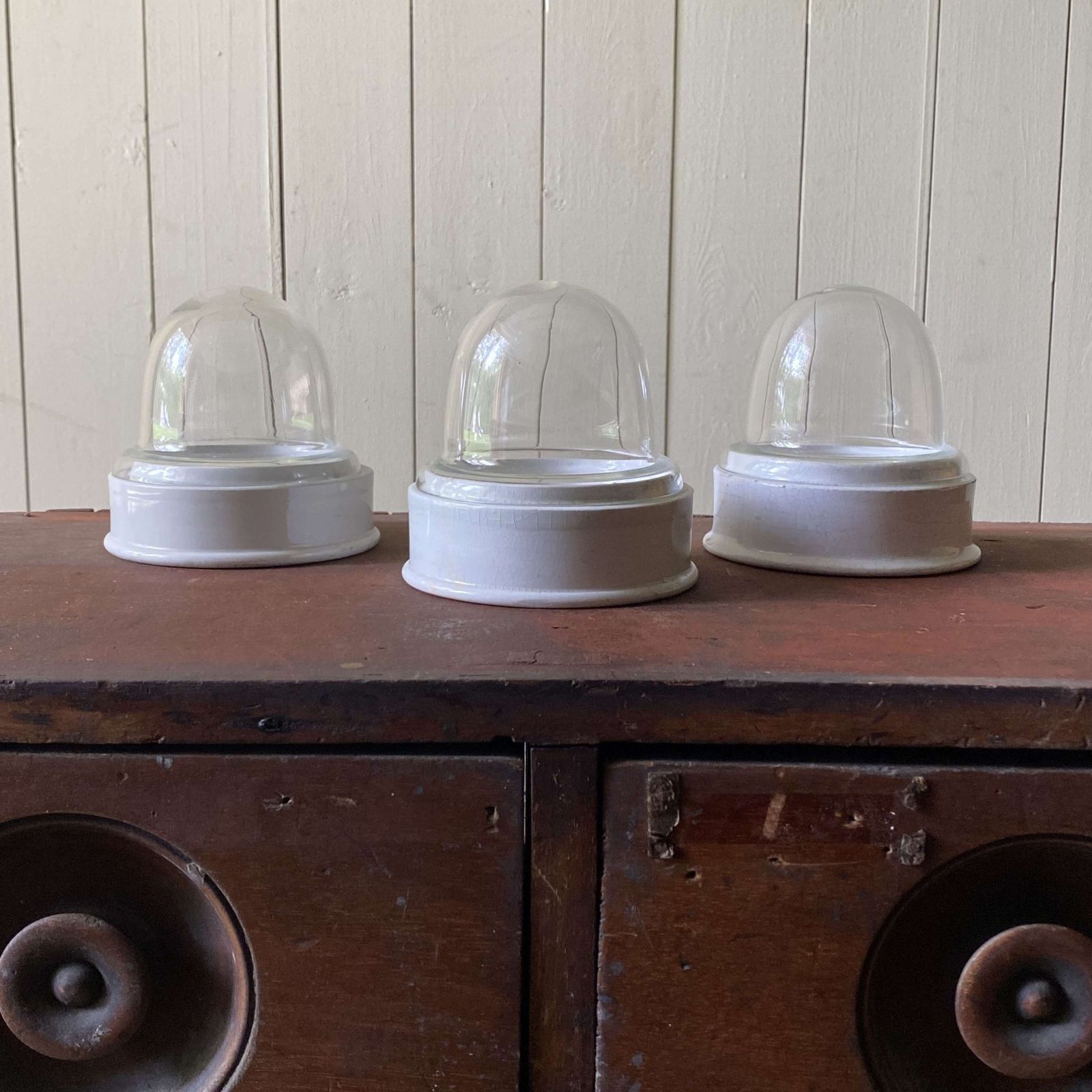 Trio Of Early Ceramic/Glass Specimen Displays photo furniture