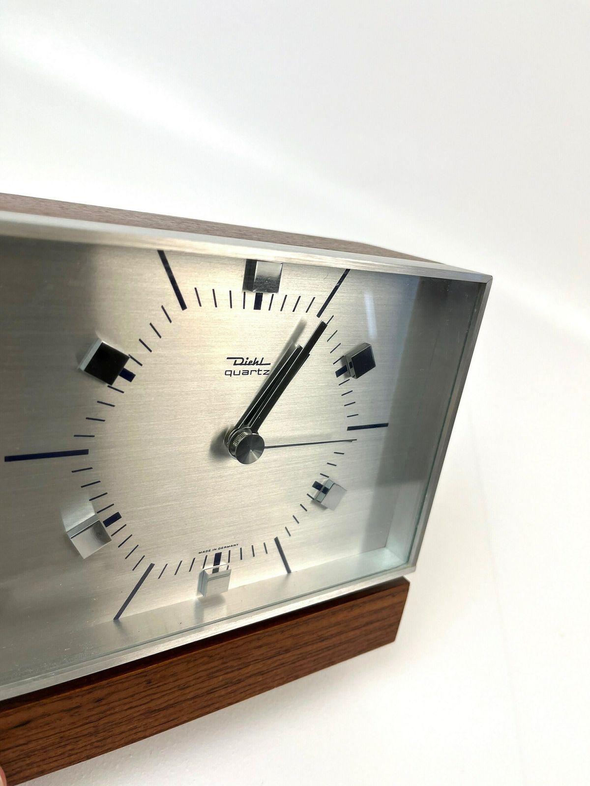 Rare Mid Century Desk Clock Teak & Brushed Metal By Diehl Eames Age 1960 photo buy