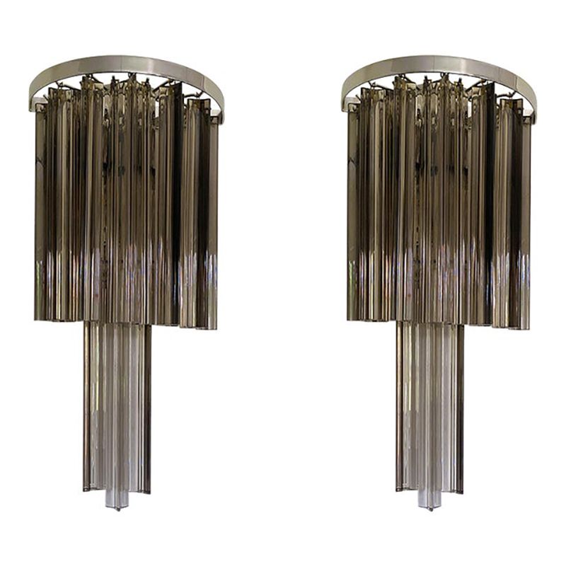 Set Of Two Belt Italian "Triedro" Wall Sconces In Mid Century Modern Style By Simoeng