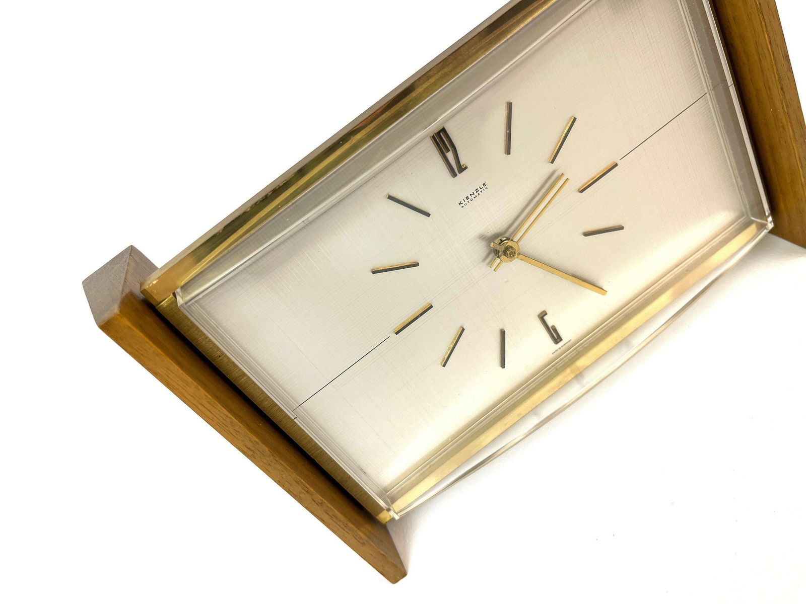 Stunning Kienzle Mid Century Teak Brass Desk Clock Germany 1960 photo furniture