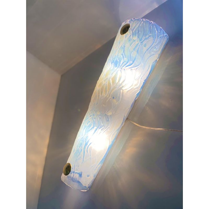 Set Of Two Italian Opalino Murano Glass Wall Sconces In Mid Century Modern Style photo buy