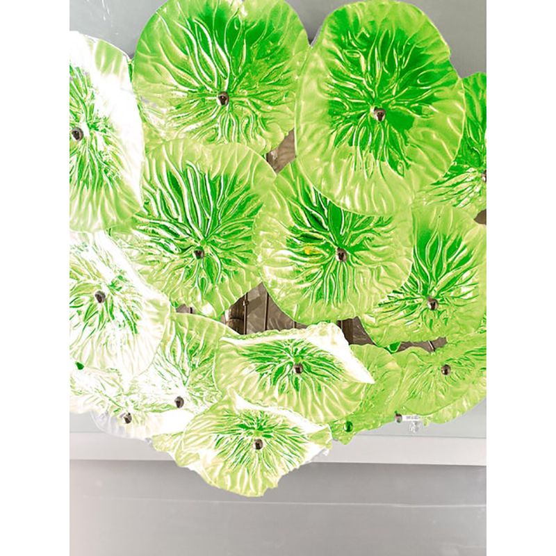 Italian Green Floreal Murano Glass Flush Mount In Mid Century Modern Style photo 7400.0