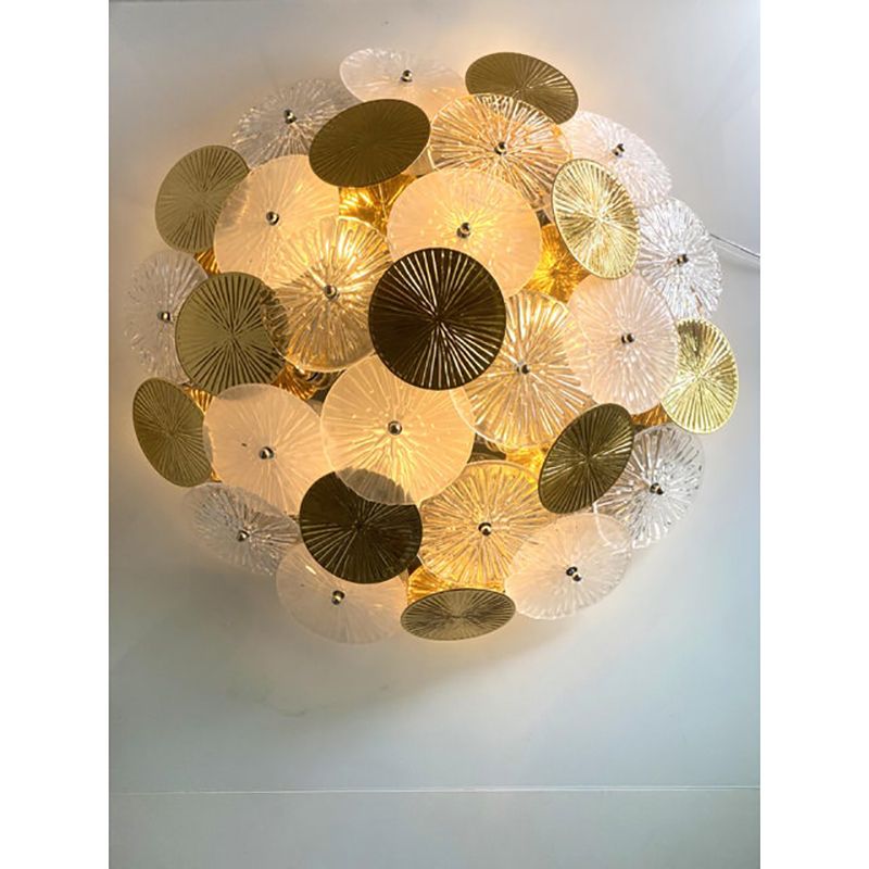 Contemporary Water Lily Brass And Murano Glass Sputnik Flush Mount photo furniture