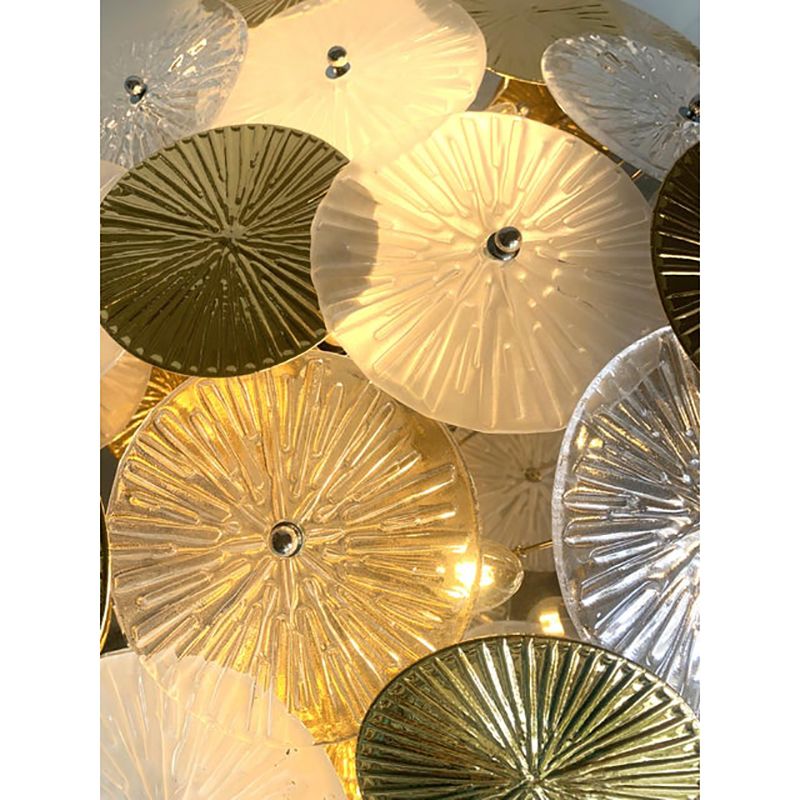 Contemporary Water Lily Brass And Murano Glass Sputnik Flush Mount photo vintage
