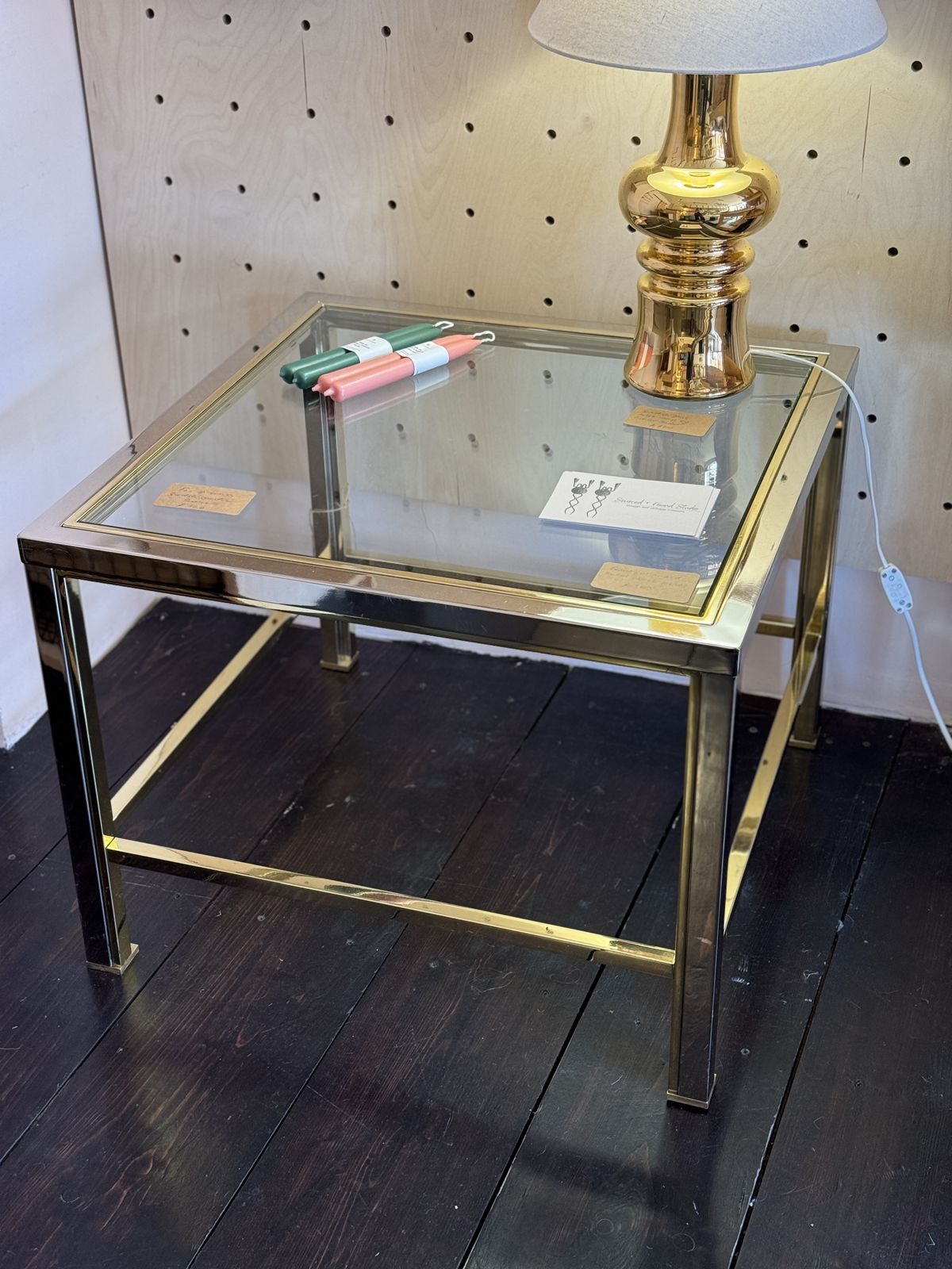 Classic 70s Mixed Metal Coffee Table With Glass Top