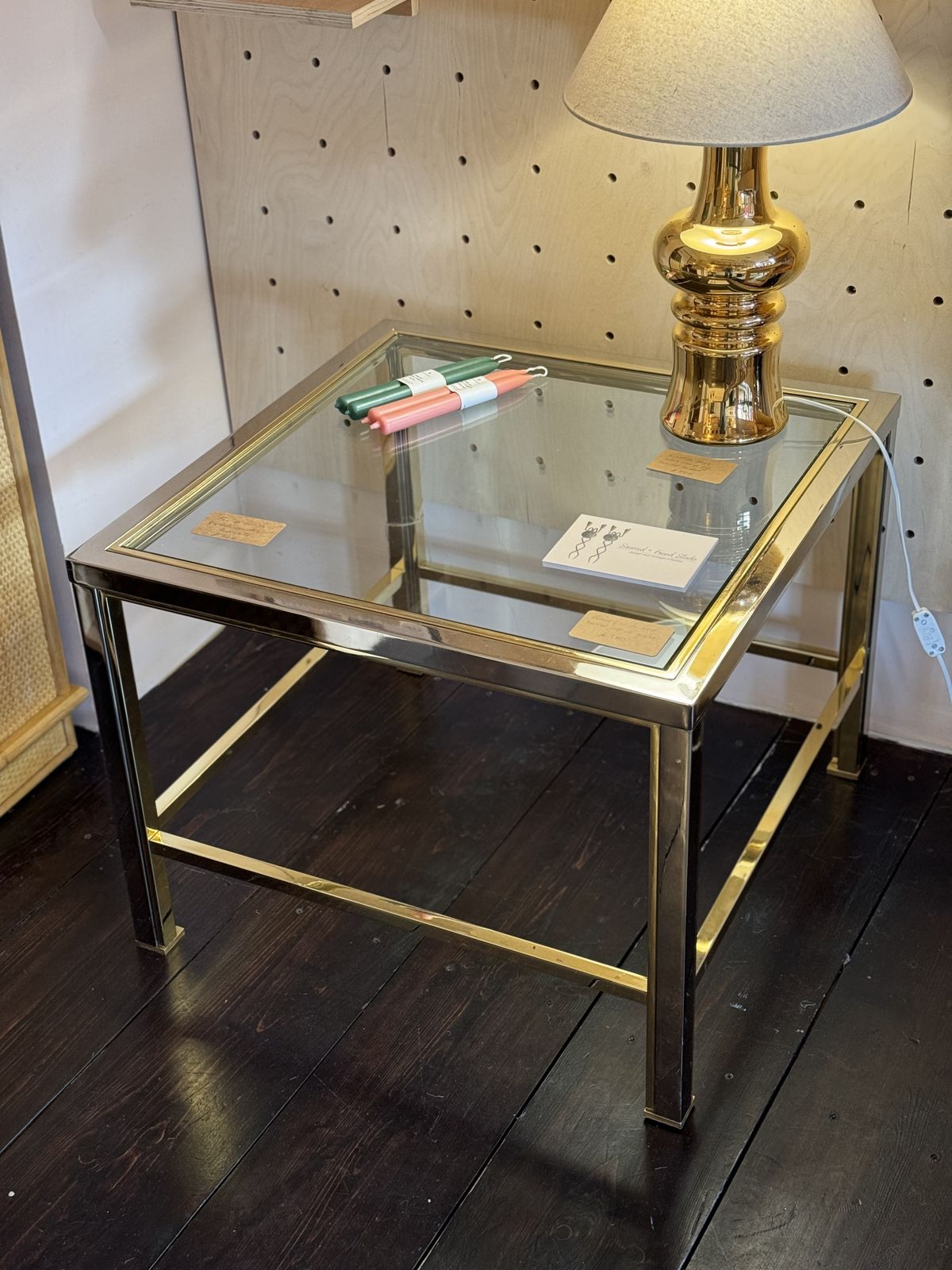 Classic 70s Mixed Metal Coffee Table With Glass Top photo furniture