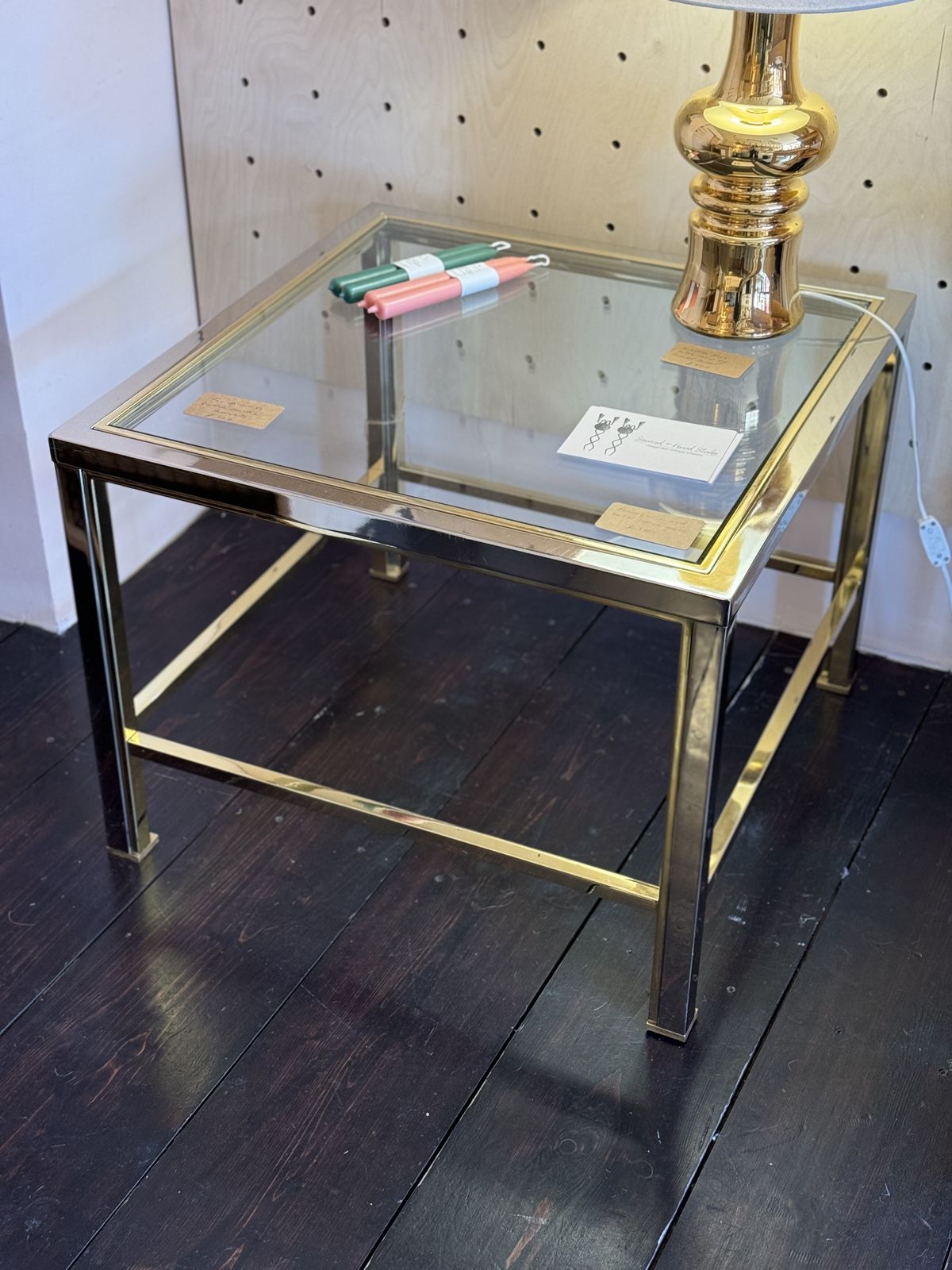 Classic 70s Mixed Metal Coffee Table With Glass Top photo 450.0