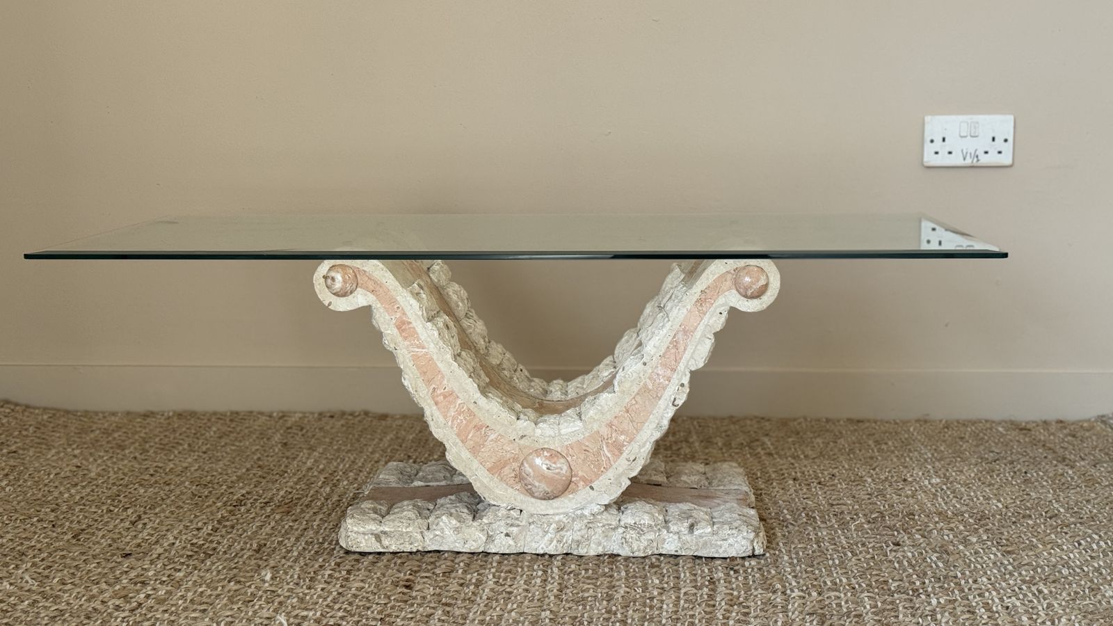 Mactan Stone Coffee Table In A Grecian Style, 1990's photo vinterior
