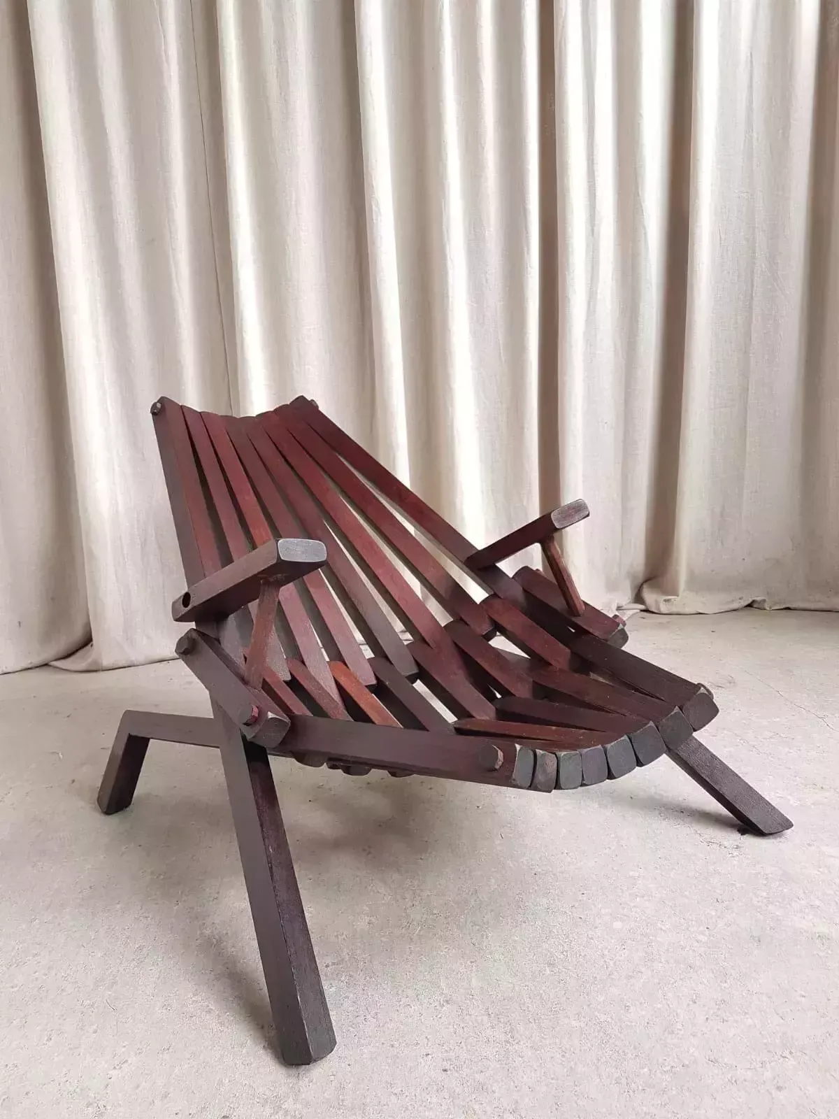 Vtg Mid Century Solid Mahogany Danish Scandi Lounger Chair Retro Modernist R529 photo buy