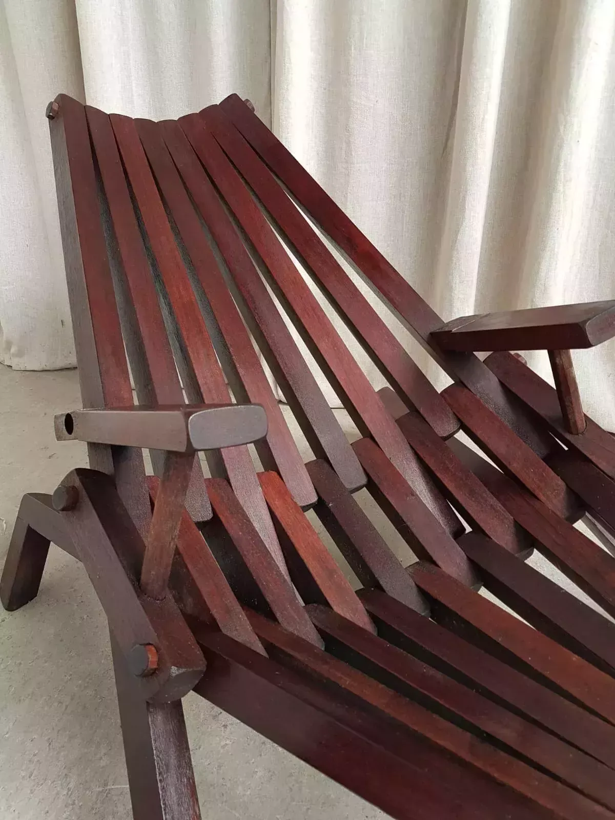 photo buy Vtg Mid Century Solid Mahogany Danish Scandi Lounger Chair Retro Modernist R529