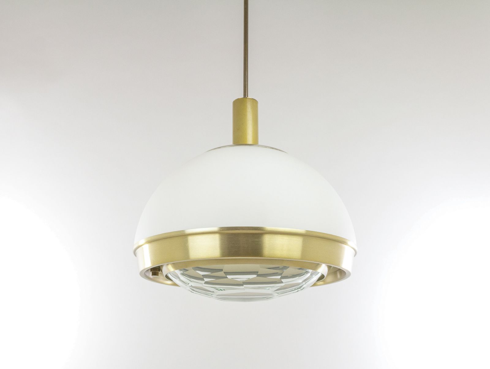 Brass Pendant With Faceted Glass By Pia Guidetti Crippa For Lumi Milano, 1960s