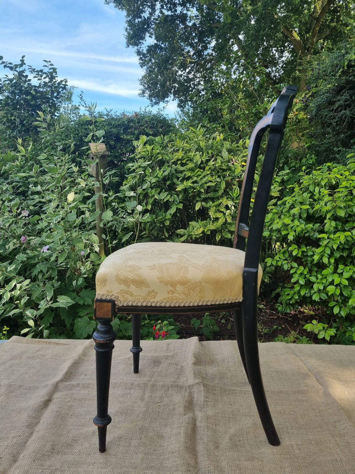Ornate Carved Wood Chair With Gold Damask Upholstery photo buy