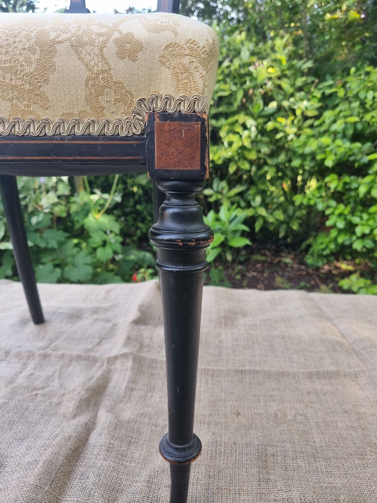 Ornate Carved Wood Chair With Gold Damask Upholstery photo vintage
