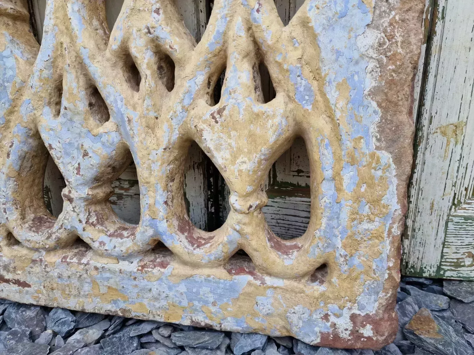 Antique Indian Hand Carved Stone Jhali Ventilation Window Home Garden Decor photo for sale