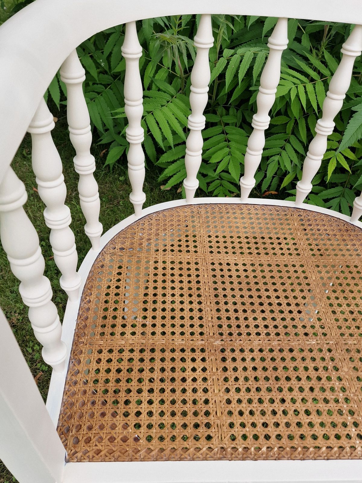 Large Colonial Style Painted Caned Chair photo 145.0