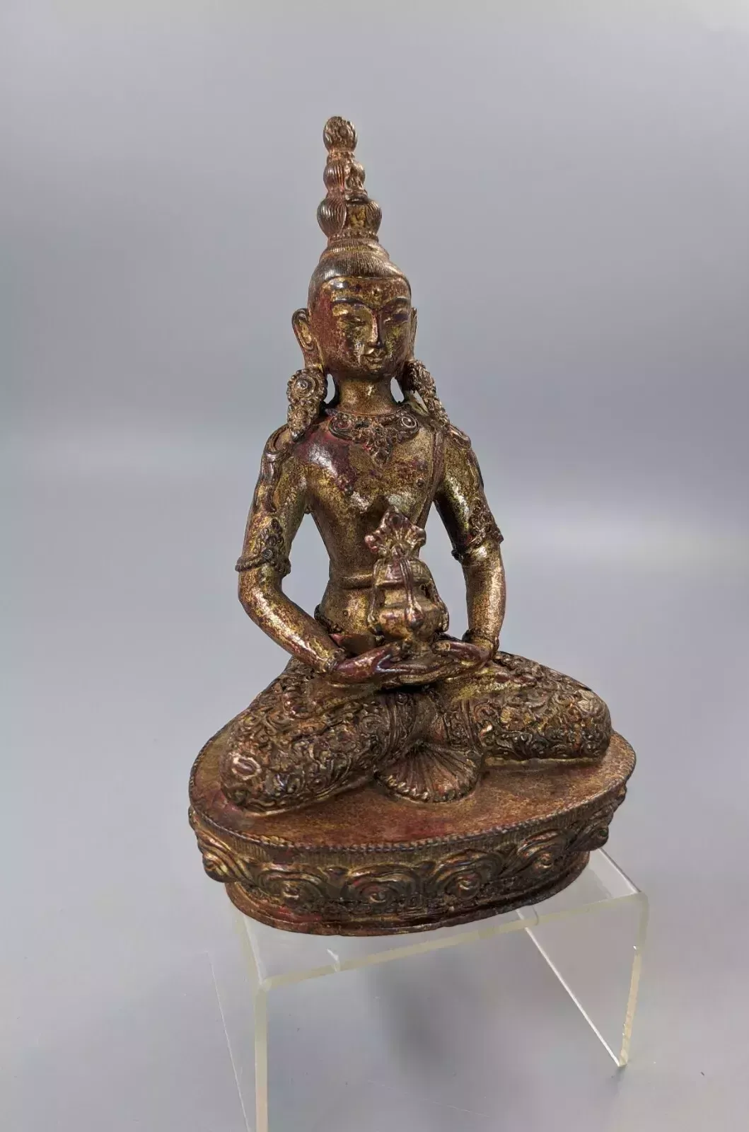 A Gilt Bronze, Lacquered Figure Of Amitayus,Tibet, 18 Th.Century photo vintage