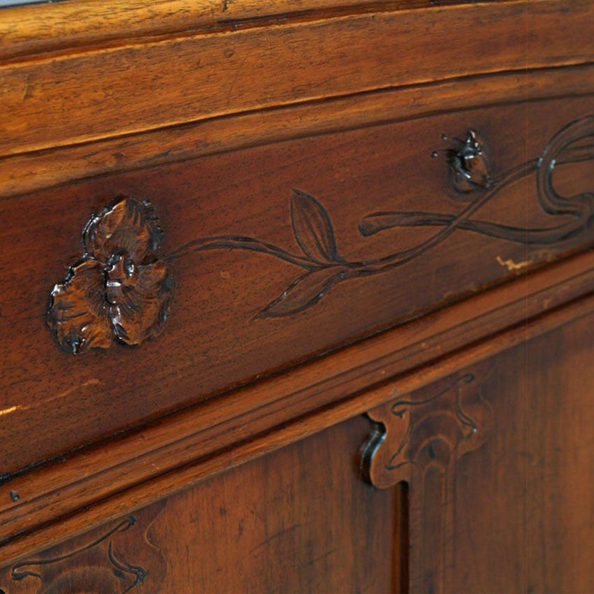 Furniture Art Nouveau Pair Of Beds, By Vincenzo Cadorin Venezia, Hand Carved Walnut photo