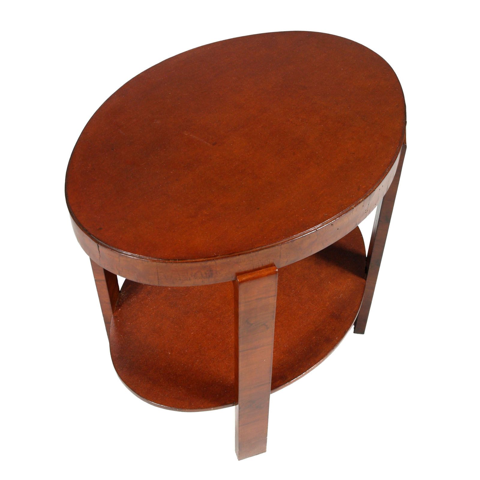 1930 Oval Coffee Table Art Deco By Osvaldo Borsani In Veneered Walnut photo for sale