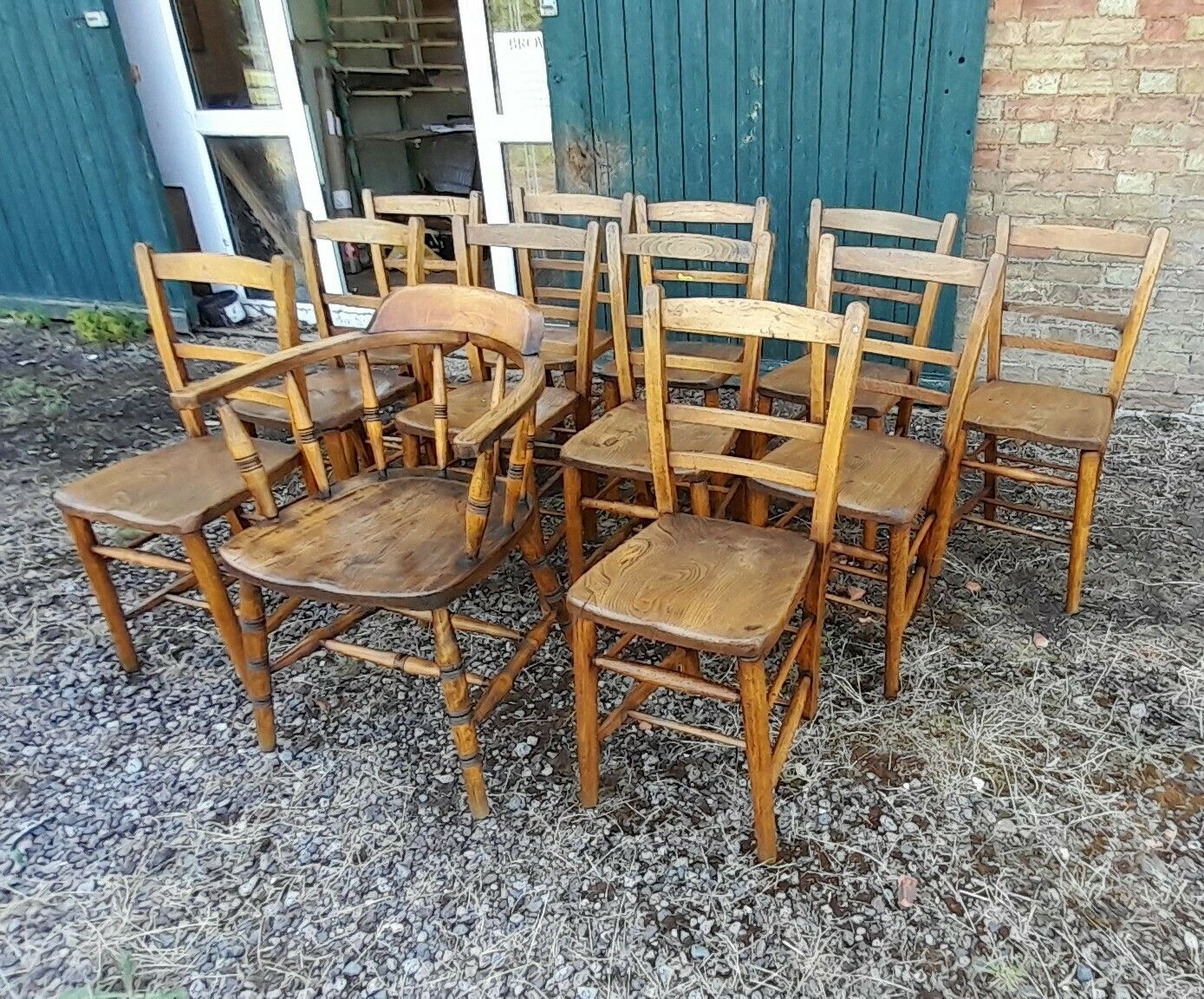 photo for sale Set Of 12 Vintage 1950’s Beech And Elm Chairs