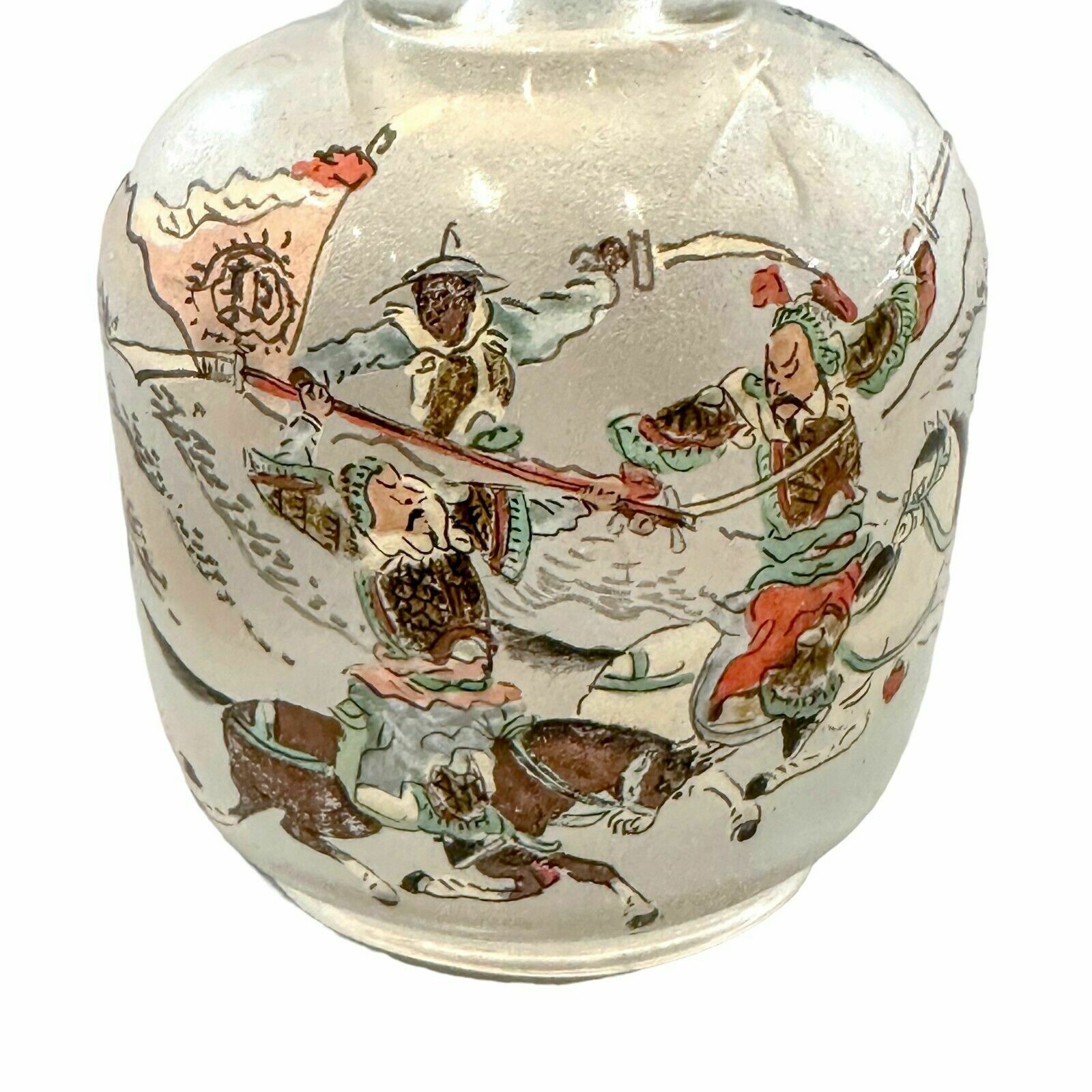 Home Decor Chinese Qing Dynasty Yong Shoutian Glass Snuff Bottle; Romance Of Three Kingdoms photo