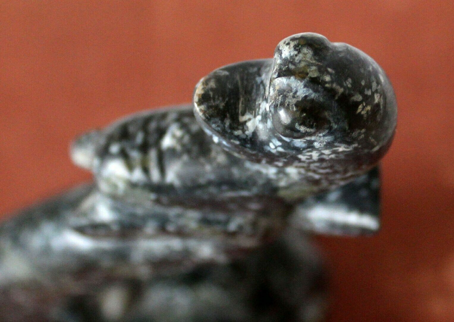 photo for sale Vintage Carved Stone Sculpture, Figurine, Style Chinese Hongshan, Black Stone, Hand Carved, Neolithic Reproduction, Long Tail, Cat Like
