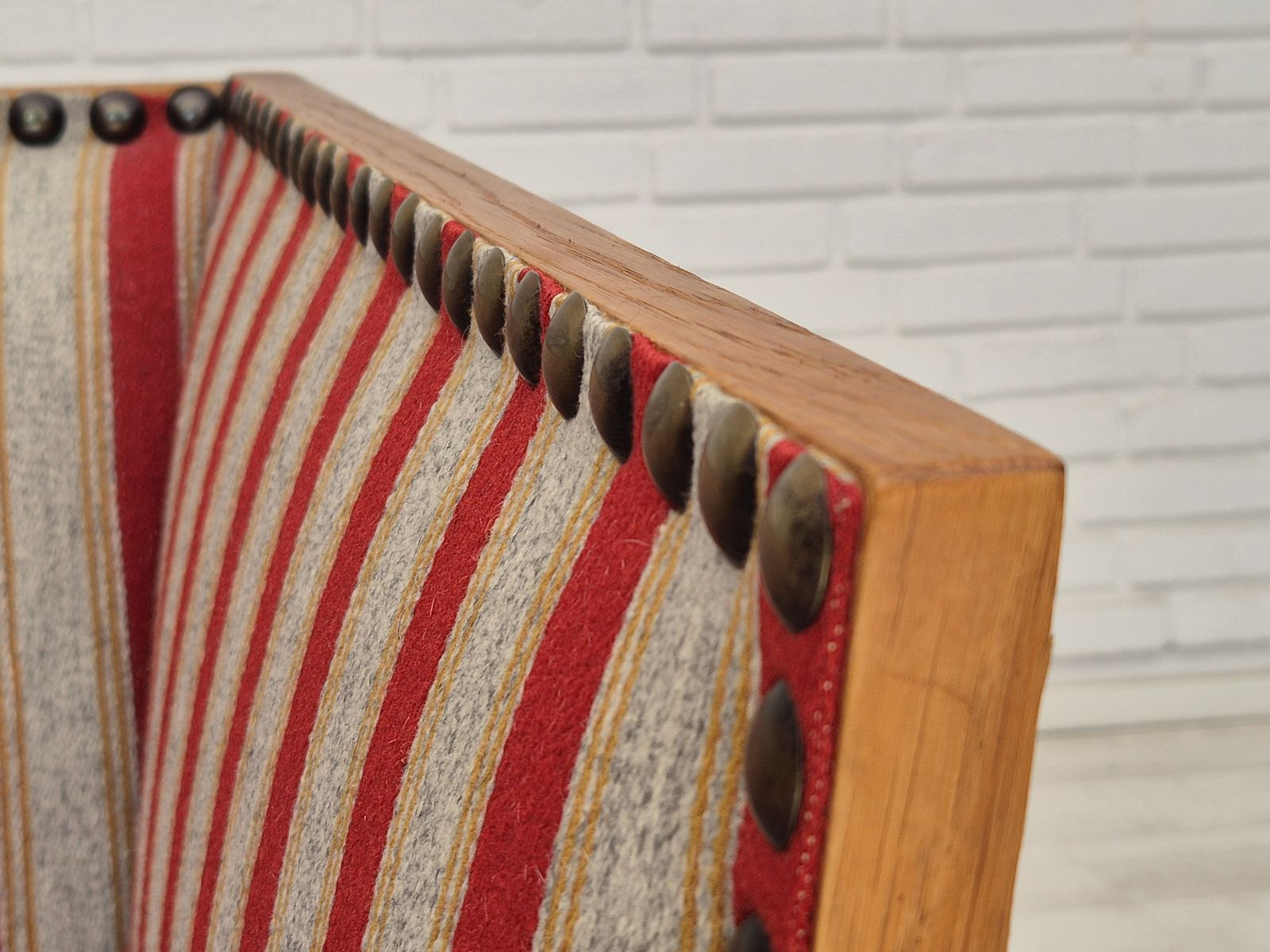 1960s, Danish 2 Seater Sofa, Furniture Wool, Oak Wood, Orginal Condition. photo Furniture
