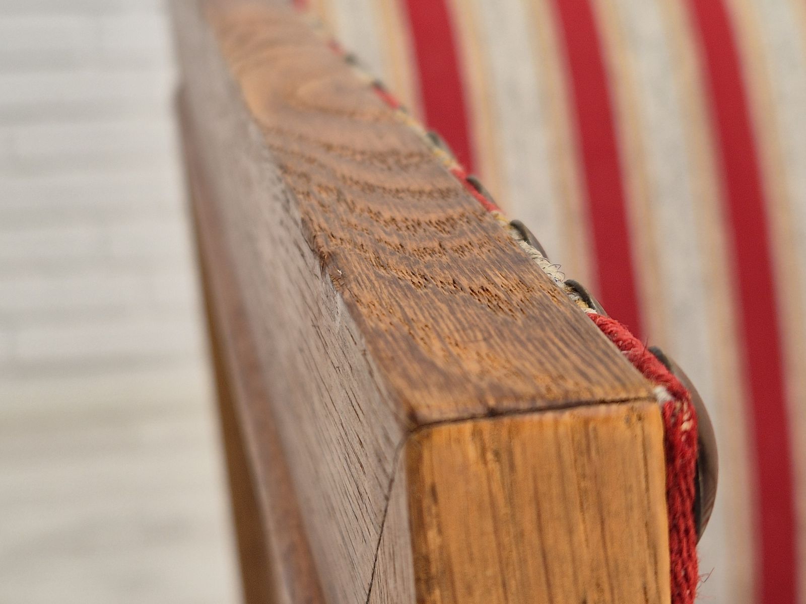 1960s, Danish 2 Seater Sofa, Furniture Wool, Oak Wood, Orginal Condition. photo vintage