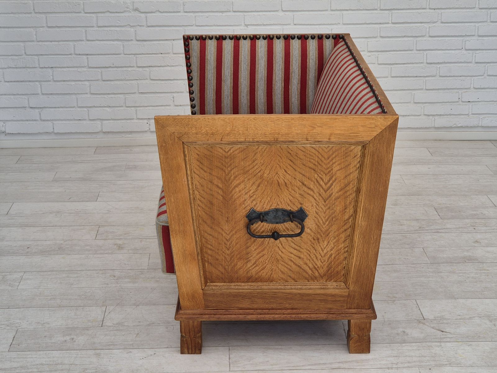 1400.0 1960s, Danish 2 Seater Sofa, Furniture Wool, Oak Wood, Orginal Condition. photo