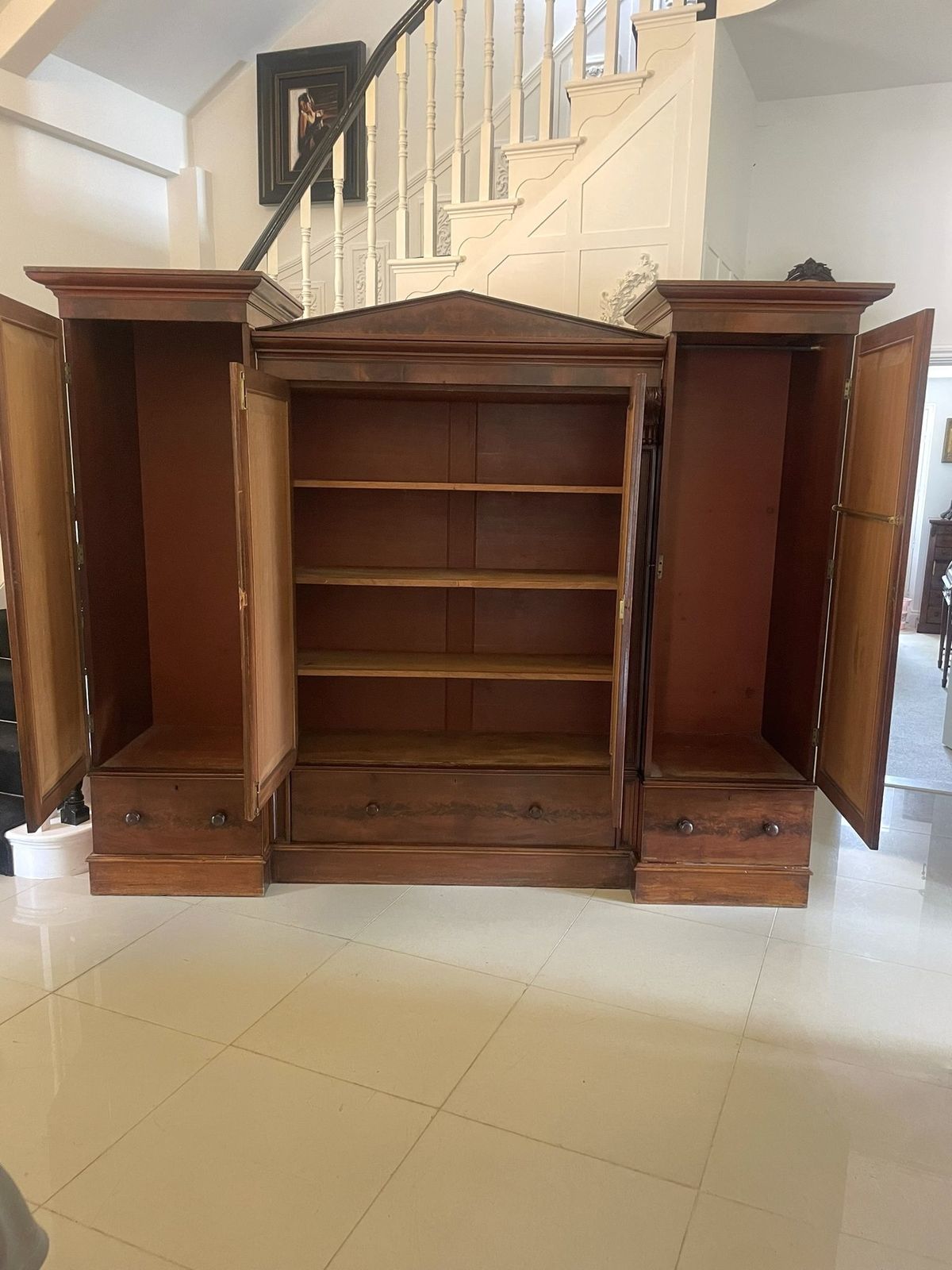 Outstanding Quality Large 19th Century Antique Figured Mahogany Wardrobe photo Furniture