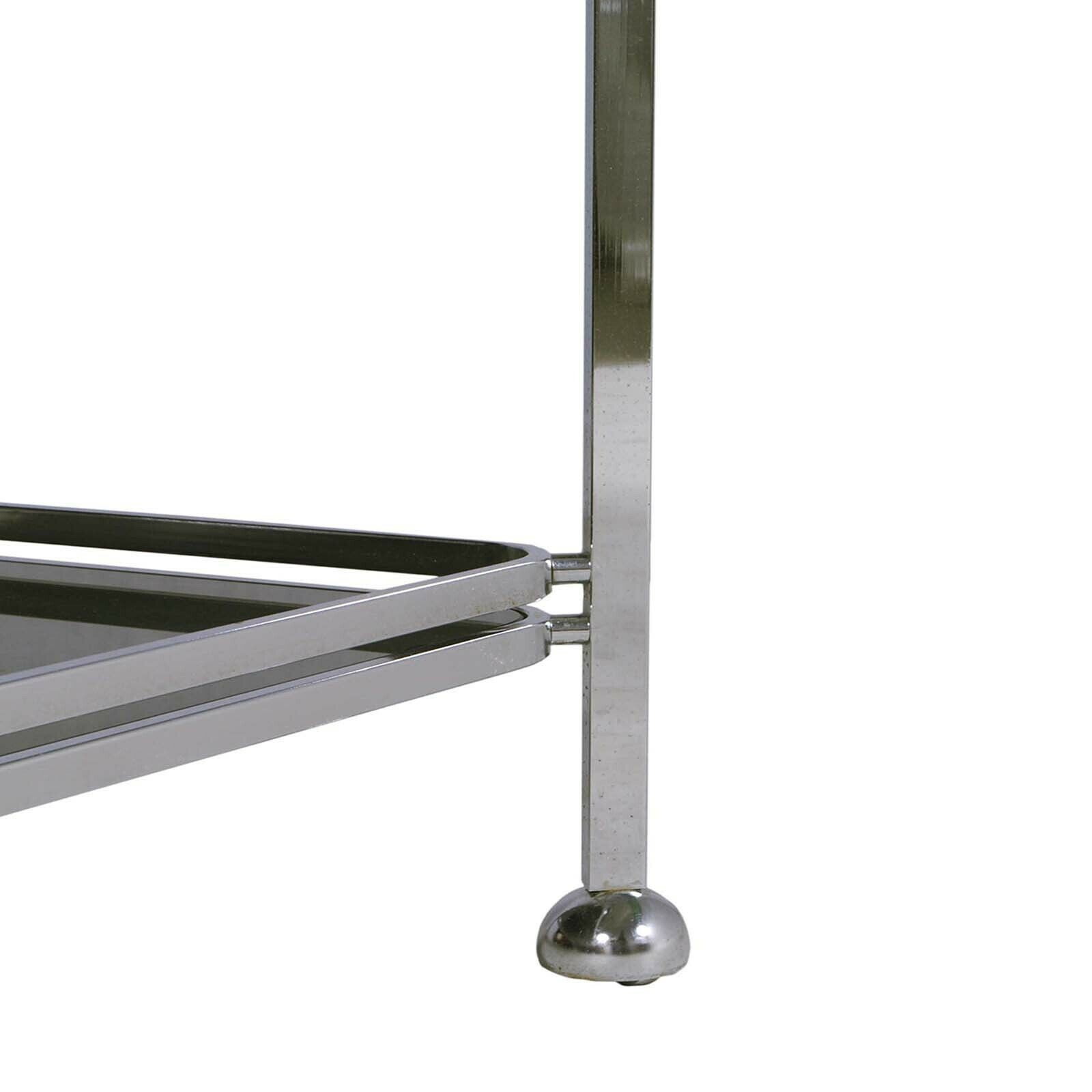 Italy 1970s Minimalist Chrome Steel And Fumè Tempered Glass Trolley Bar Cart By Romeo Rega photo furniture