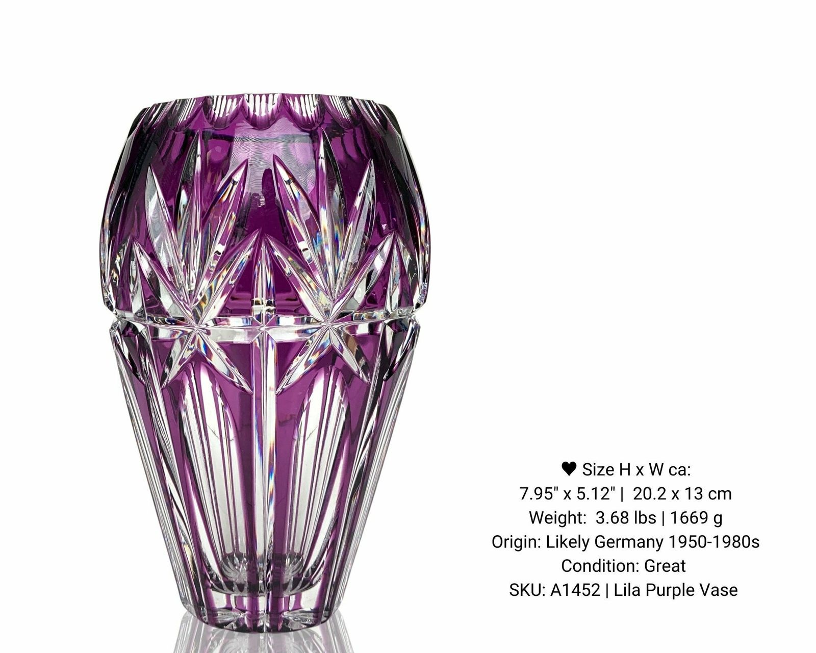 Crystal Purple Vase | Flower Holder | Color Overlay Lilac, Lavender | 1pcs photo Home Decor