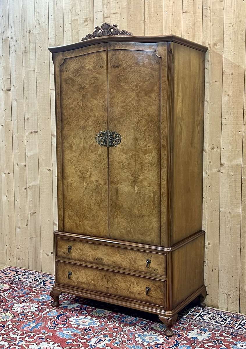 English Walnut Burr Cabinet, Work From The 1950s photo buy