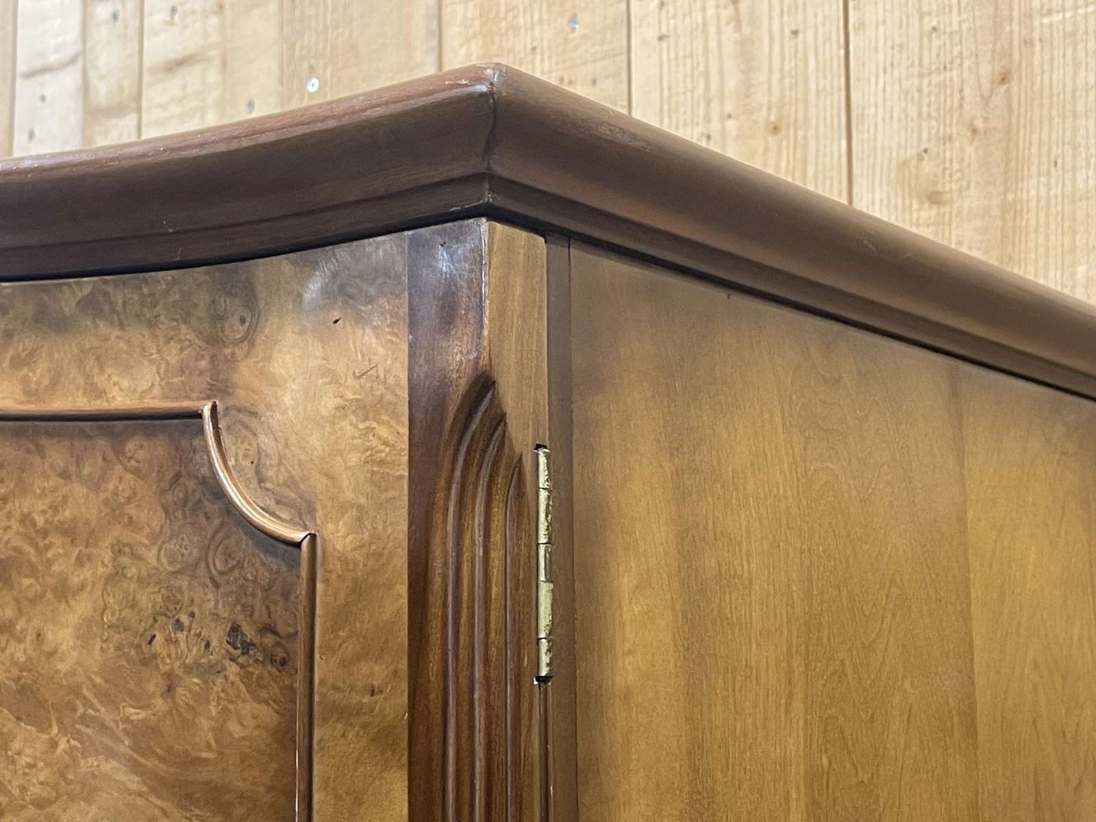 photo vintage English Walnut Burr Cabinet, Work From The 1950s
