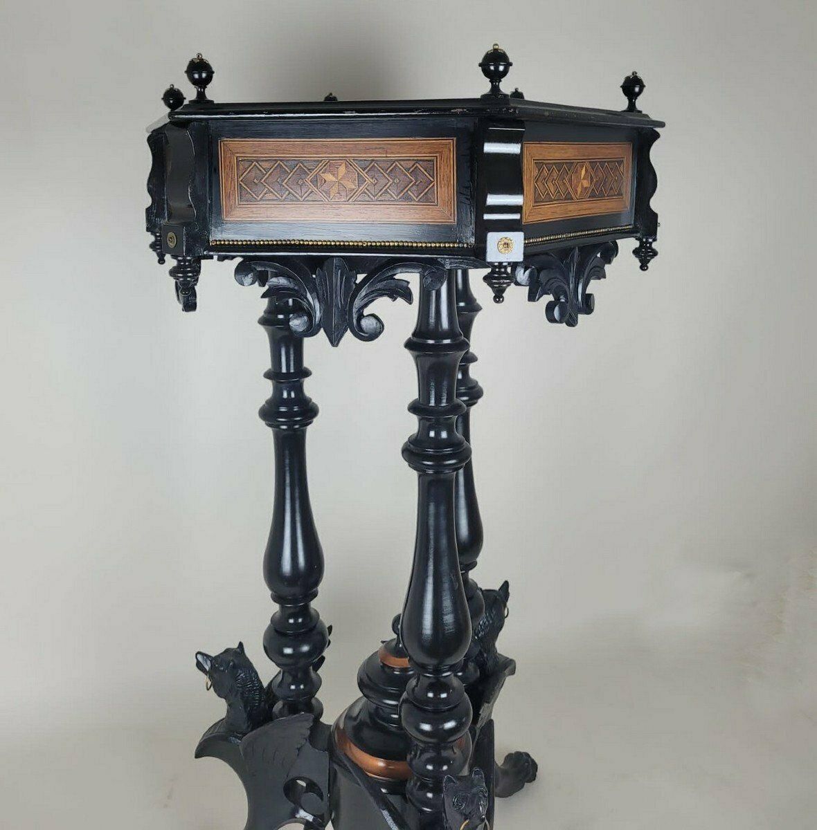 Marquetry Planter, Napoleon III, 19th Century photo Home Decor