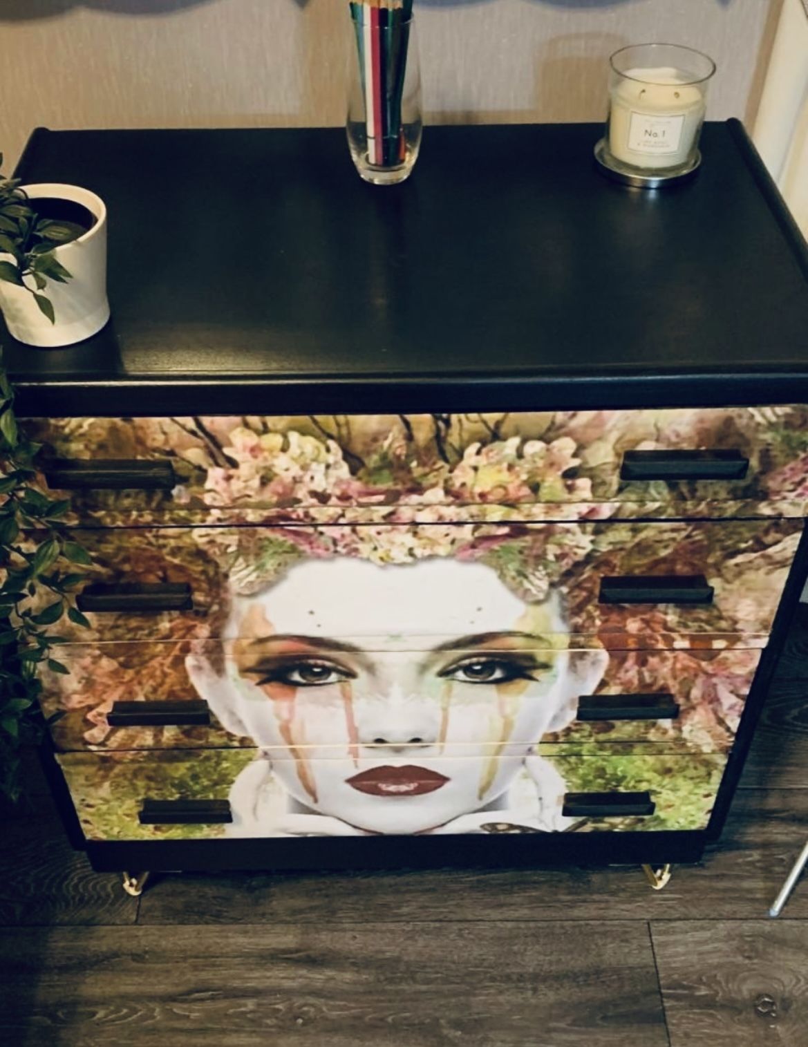 Decoupage Mcm  Oak Chest Of Drawers photo 450.0