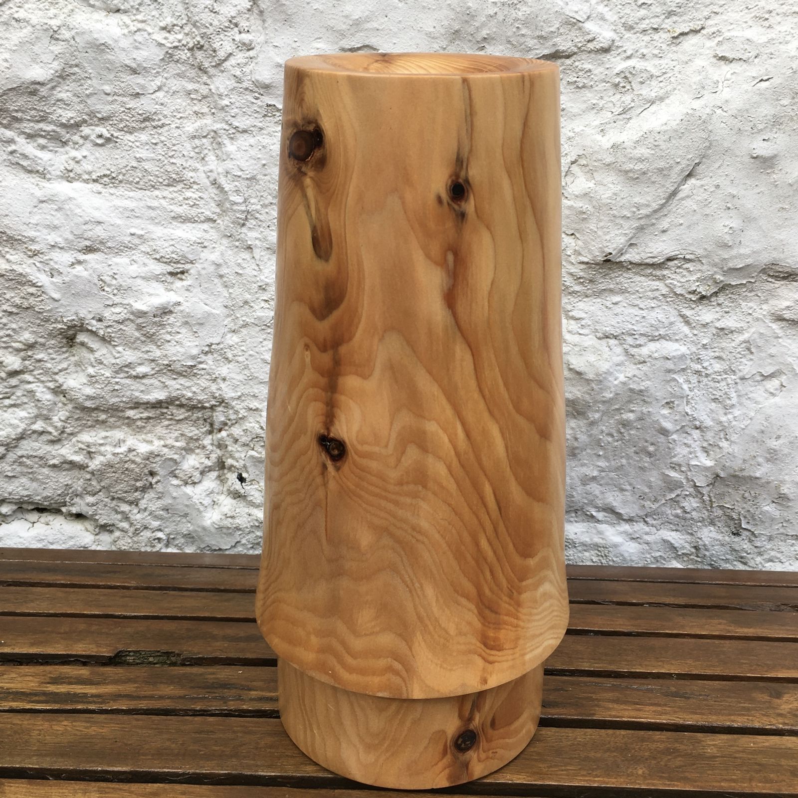 Handmade Heavy Large Wooden Vase Artisan Minimalist 2kg 11.25in photo for sale