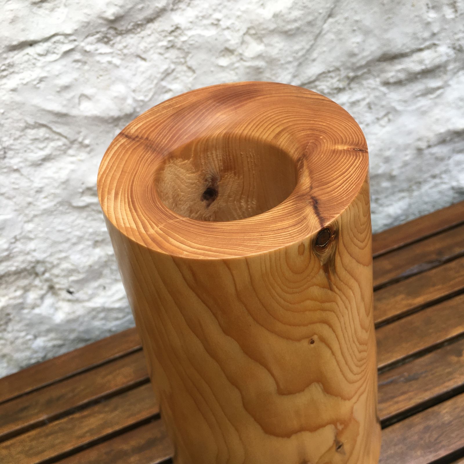 Home Decor Handmade Heavy Large Wooden Vase Artisan Minimalist 2kg 11.25in photo