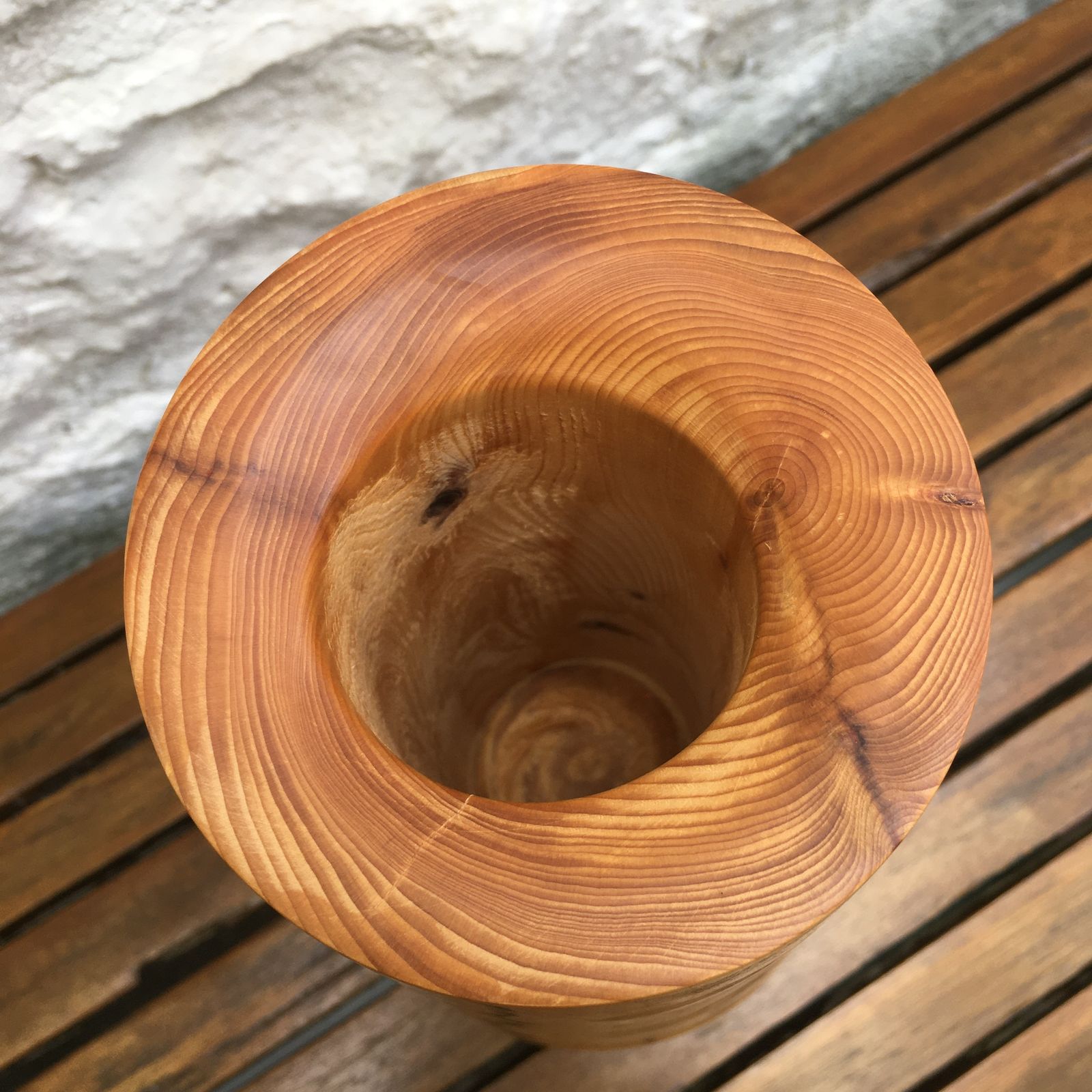 90.0 Handmade Heavy Large Wooden Vase Artisan Minimalist 2kg 11.25in photo