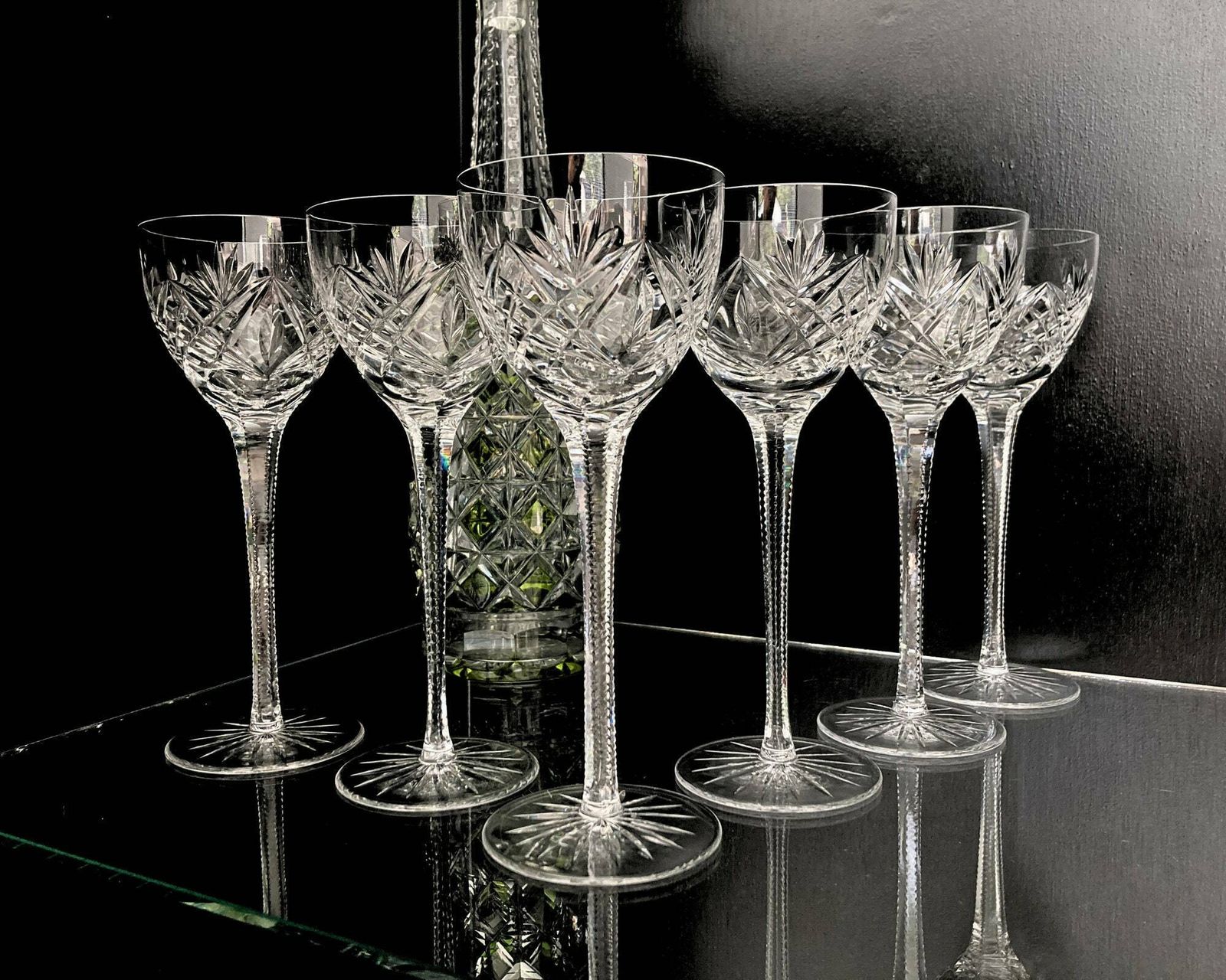 Crystal Wine Glasses Tall | 6pcs | Wine Goblets Or Water Glasses | Saint Louis, Val Saint Lambert