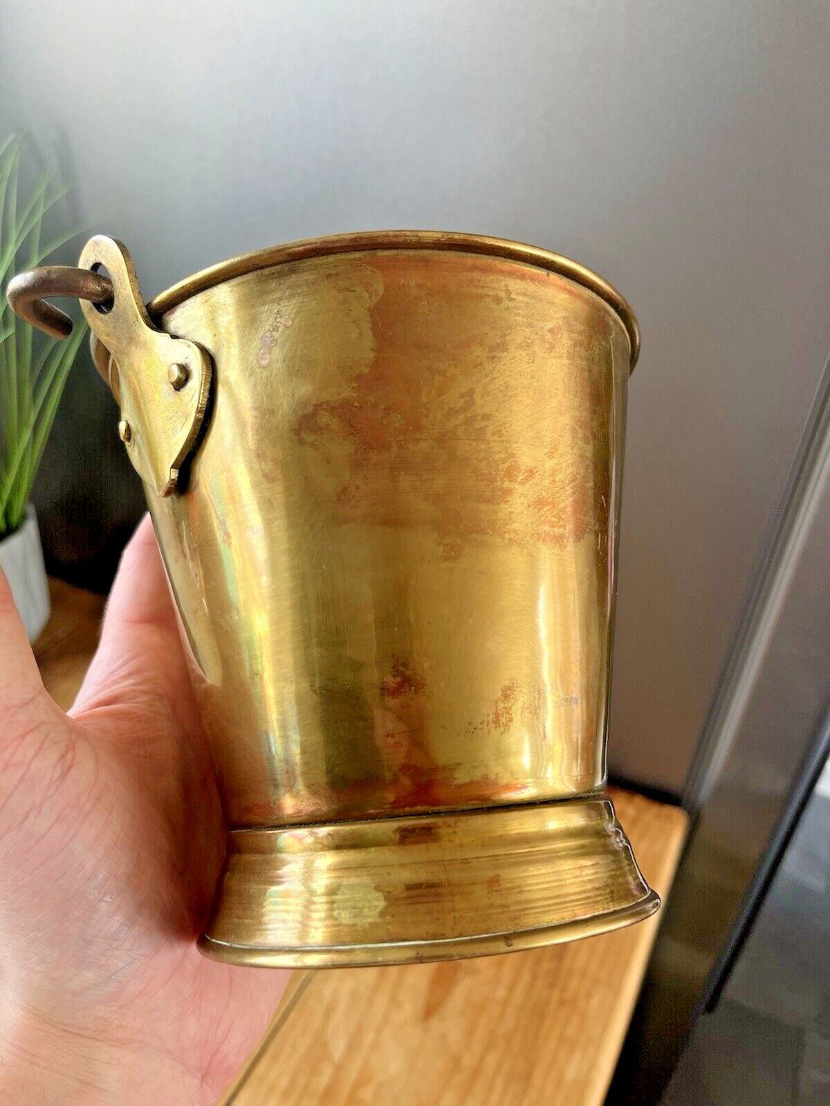 photo for sale C1910 Antique Art Nouveau Brass Hanging Pail Water Grain Bucket Flower Plant Pot