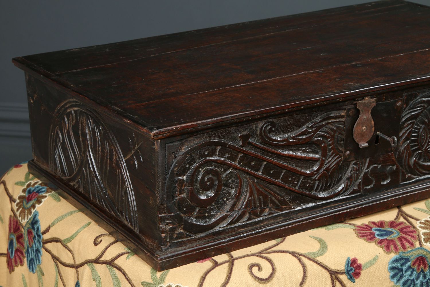 English 17th Century Charles II Oak Carved Bible Box  (Circa 1680) photo 1150.0
