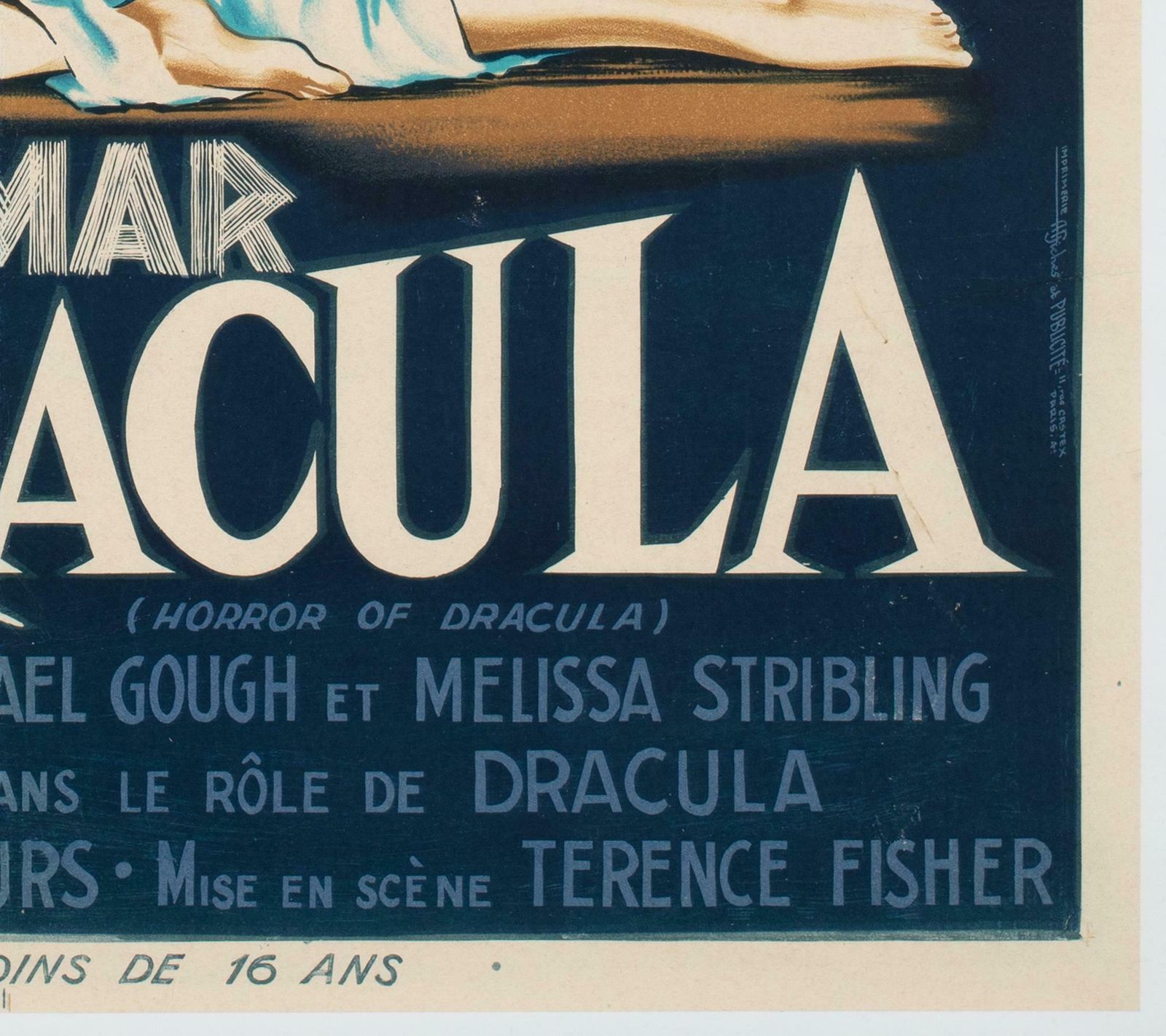 Horror Of Dracula 1959 French Moyenne Film Poster, Guy Gerard Noel photo vintage