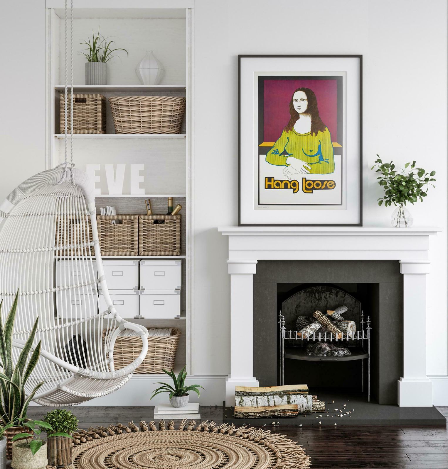 Hang Loose 1970s American Political/Protest Poster, Women's Lib Mona Lisa photo furniture
