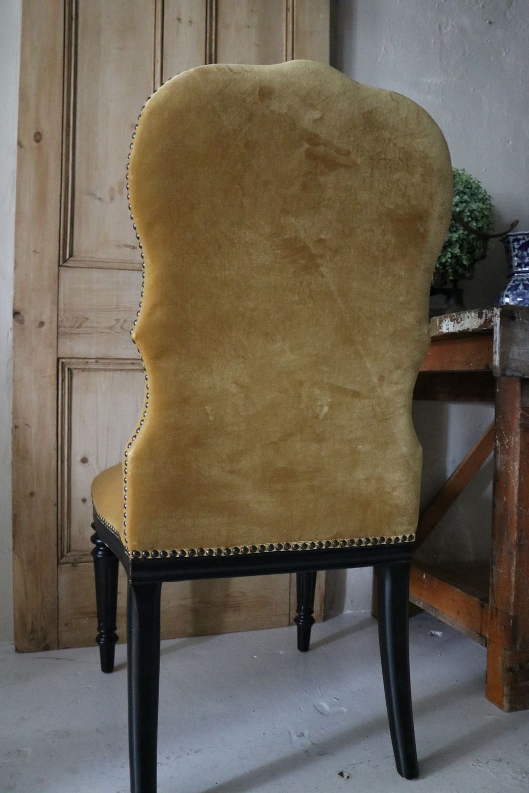 4 X India Jane Gold Velvet Dining Chairs photo 400.0