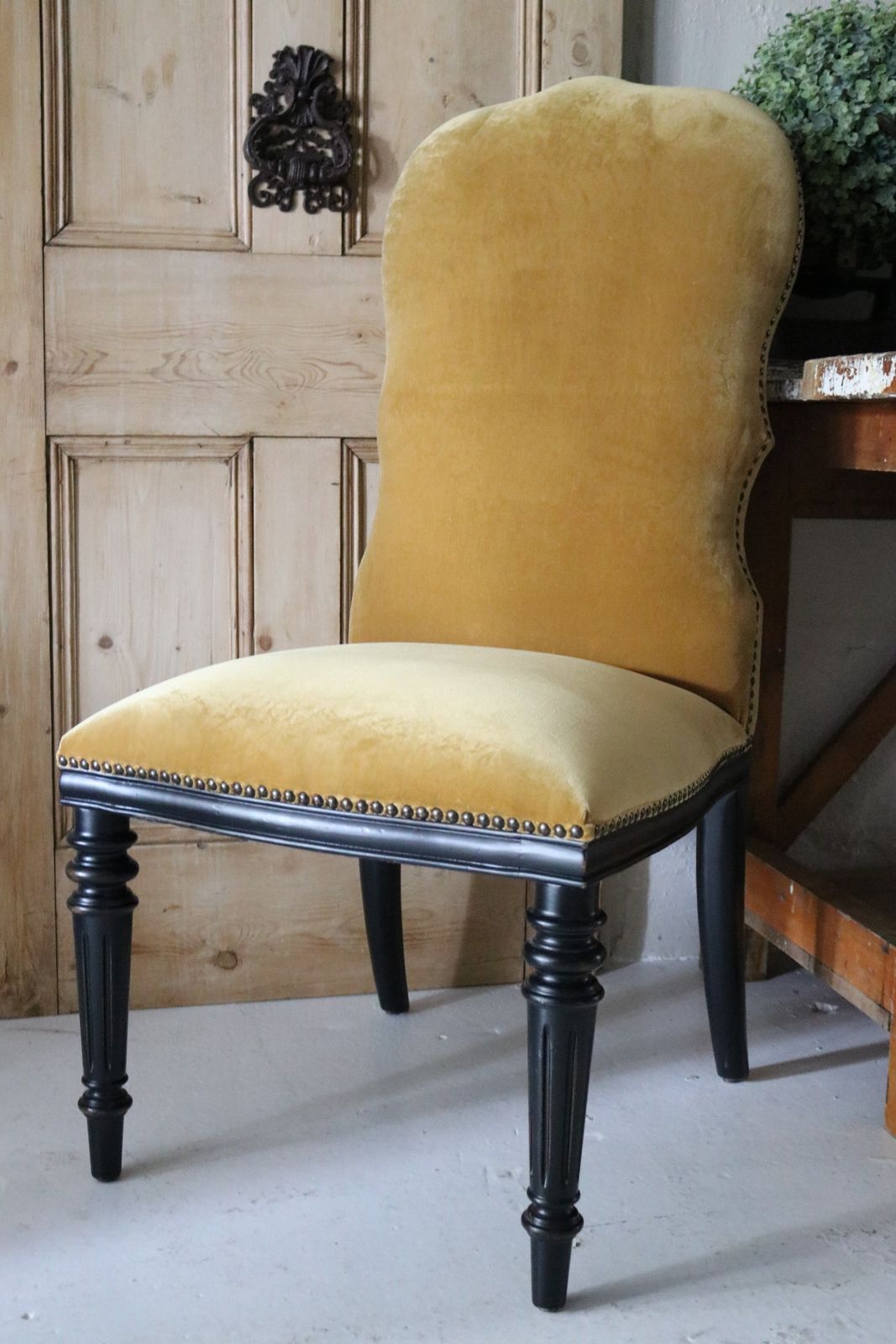 4 X India Jane Gold Velvet Dining Chairs