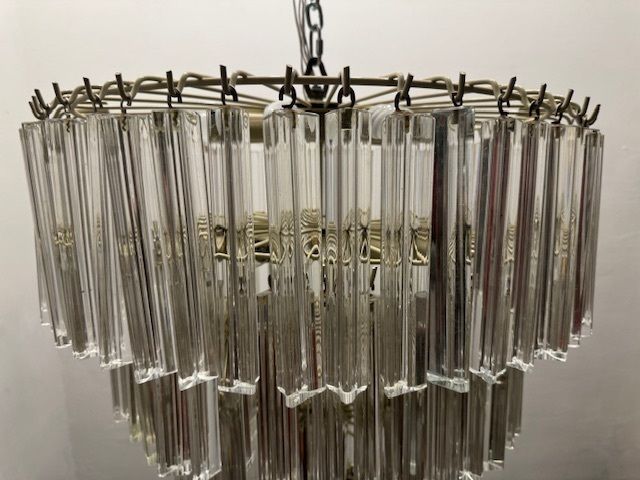 Extra Large Murano Glass Triedri Prism Chandelier 1970’s photo Lighting
