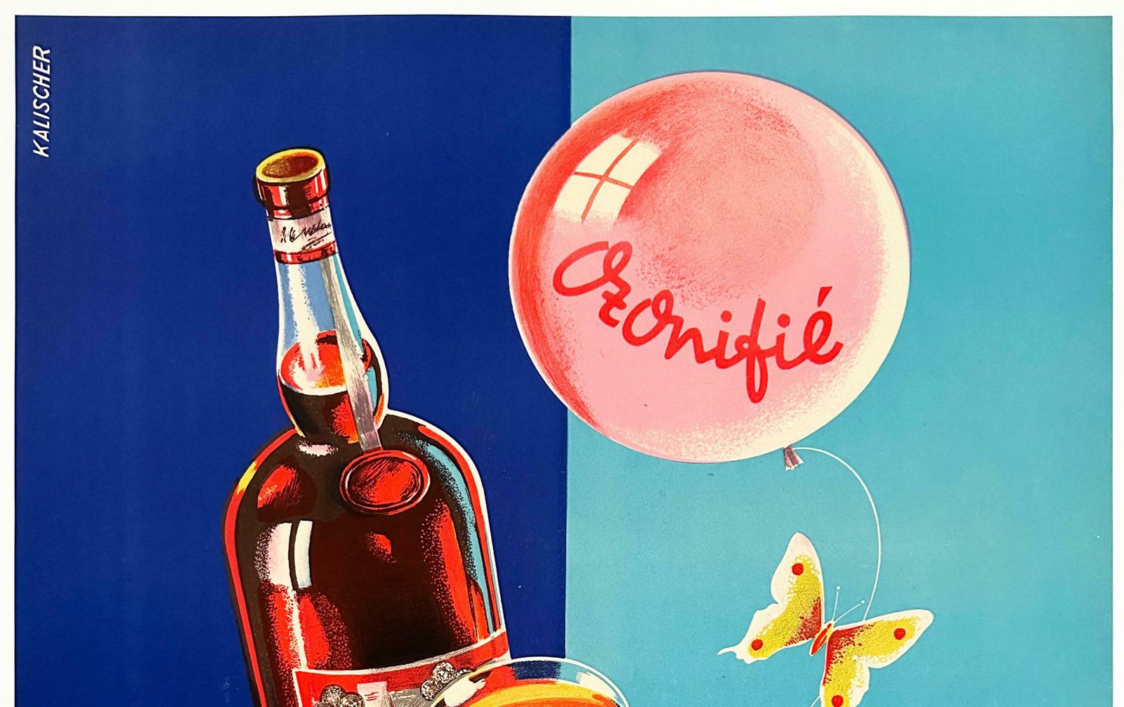 Quina Excelsior 1950s French Alcohol Advertising Poster, Kalischer photo for sale