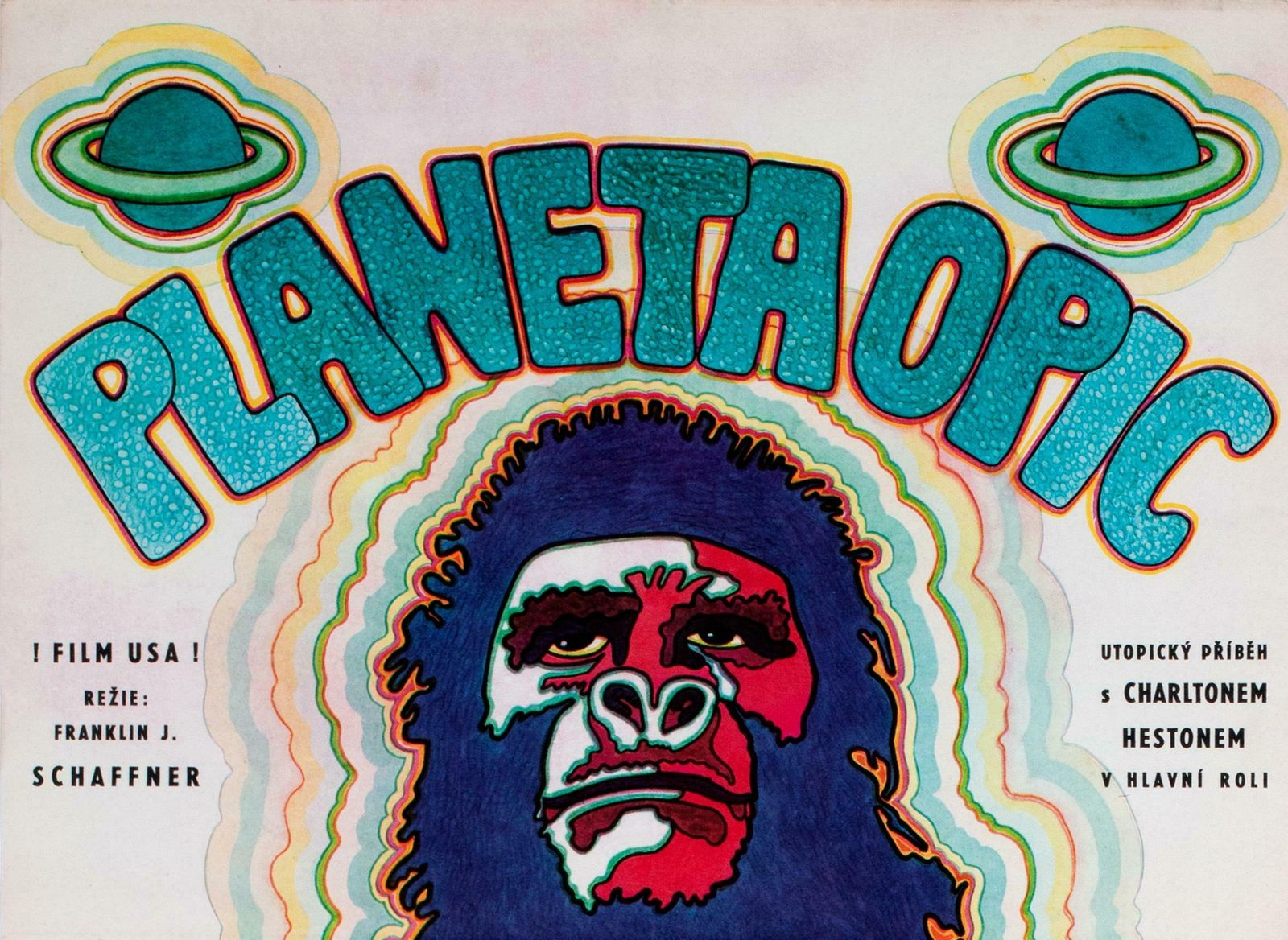Planet Of The Apes Original Czech Film Poster, Vratislav Hlavatý, 1970 photo for sale
